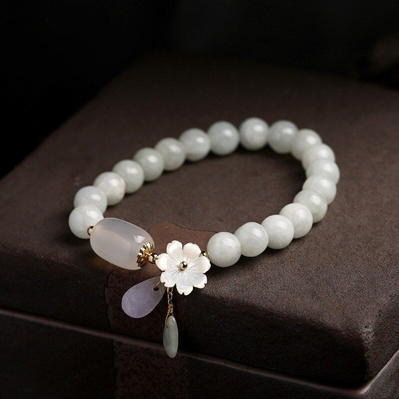 Shell flower jade water drop bracelet | Luxury Home Accessories | Heulog Glow