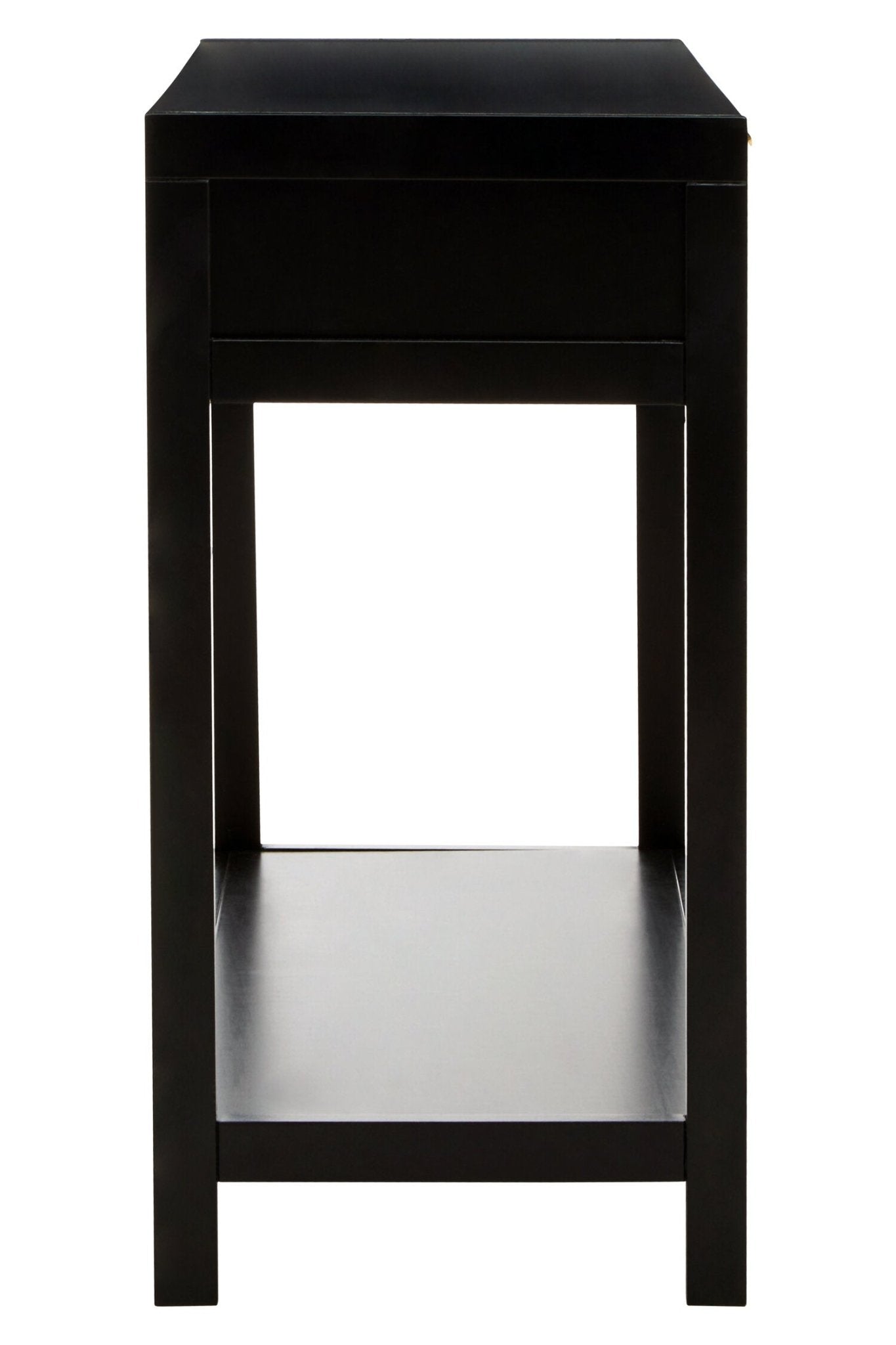 Sherman Black Wood and Rattan Two Drawer Console Table | Luxury Home Accessories | Heulog Glow