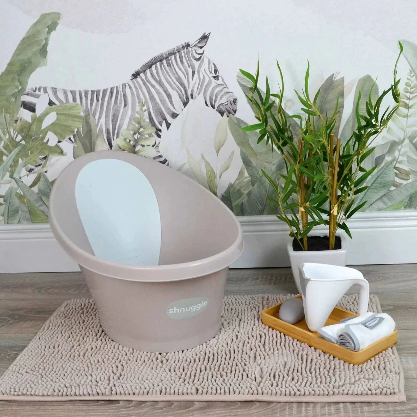 Shnuggle Newborn Baby Bath with Plug - Taupe | Luxury Home Accessories | Heulog Glow