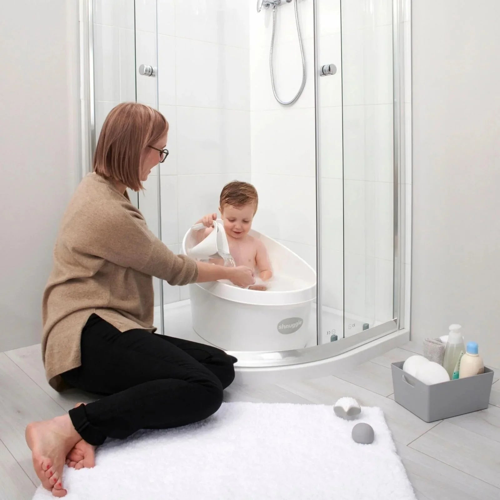 Shnuggle Toddler Bath Tub - Taupe | Luxury Home Accessories | Heulog Glow