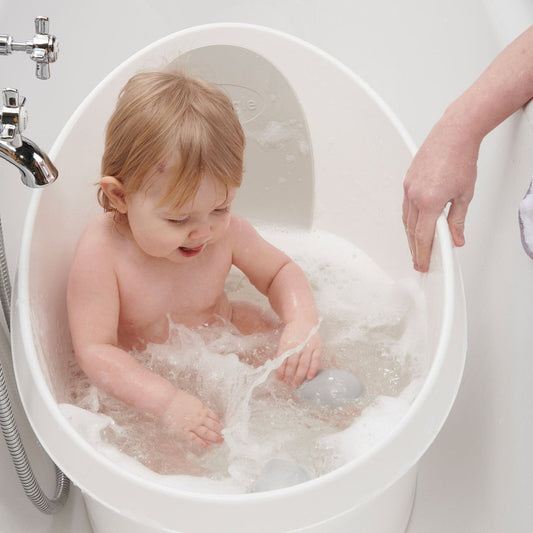 Shnuggle Toddler Bath Tub - White With Light Grey Backrest | Luxury Home Accessories | Heulog Glow