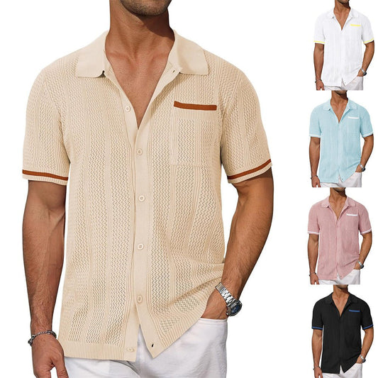 Short-sleeved Shirt Pocket Hollow Breathable Cool Summer Men's Casual Jacket Cardigan | Luxury Home Accessories | Heulog Glow