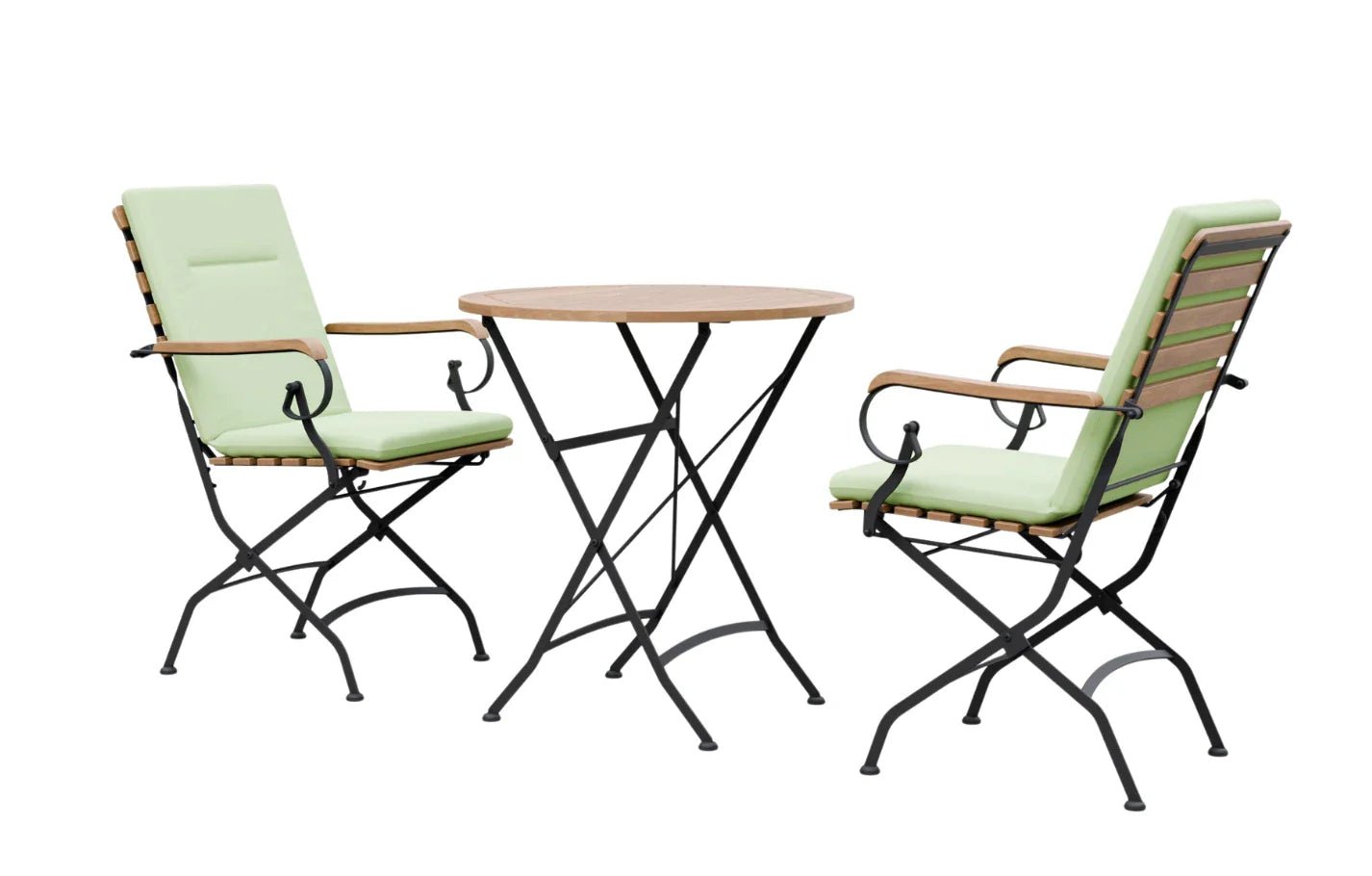 Sicily 2 Seater Teak and Wrought Iron Round 70cm Garden Dining Set | Luxury Home Accessories | Heulog Glow