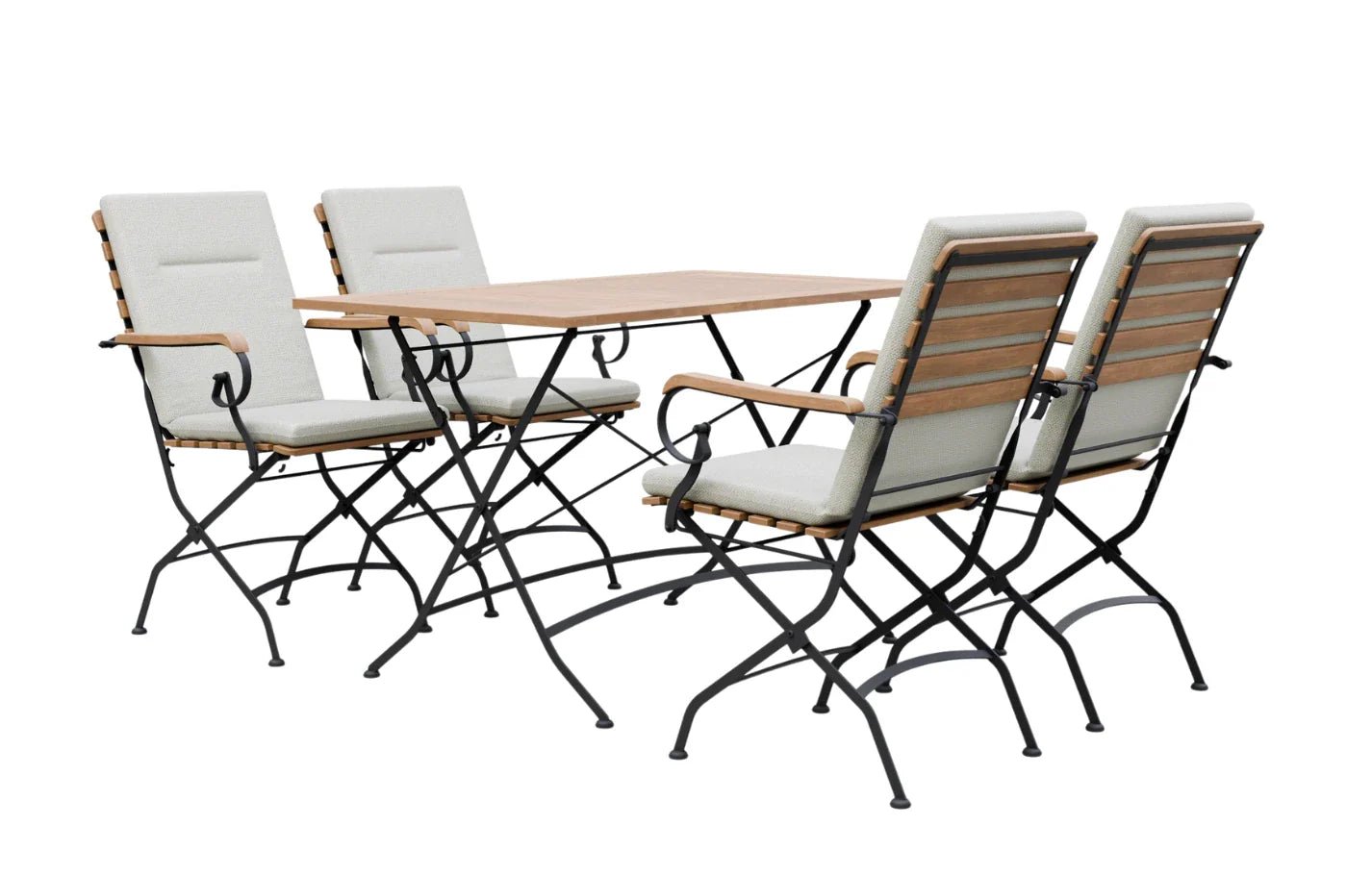 Sicily 4 Seater Teak and Wrought Iron Rectangular 120cm Garden Dining Set | Luxury Home Accessories | Heulog Glow