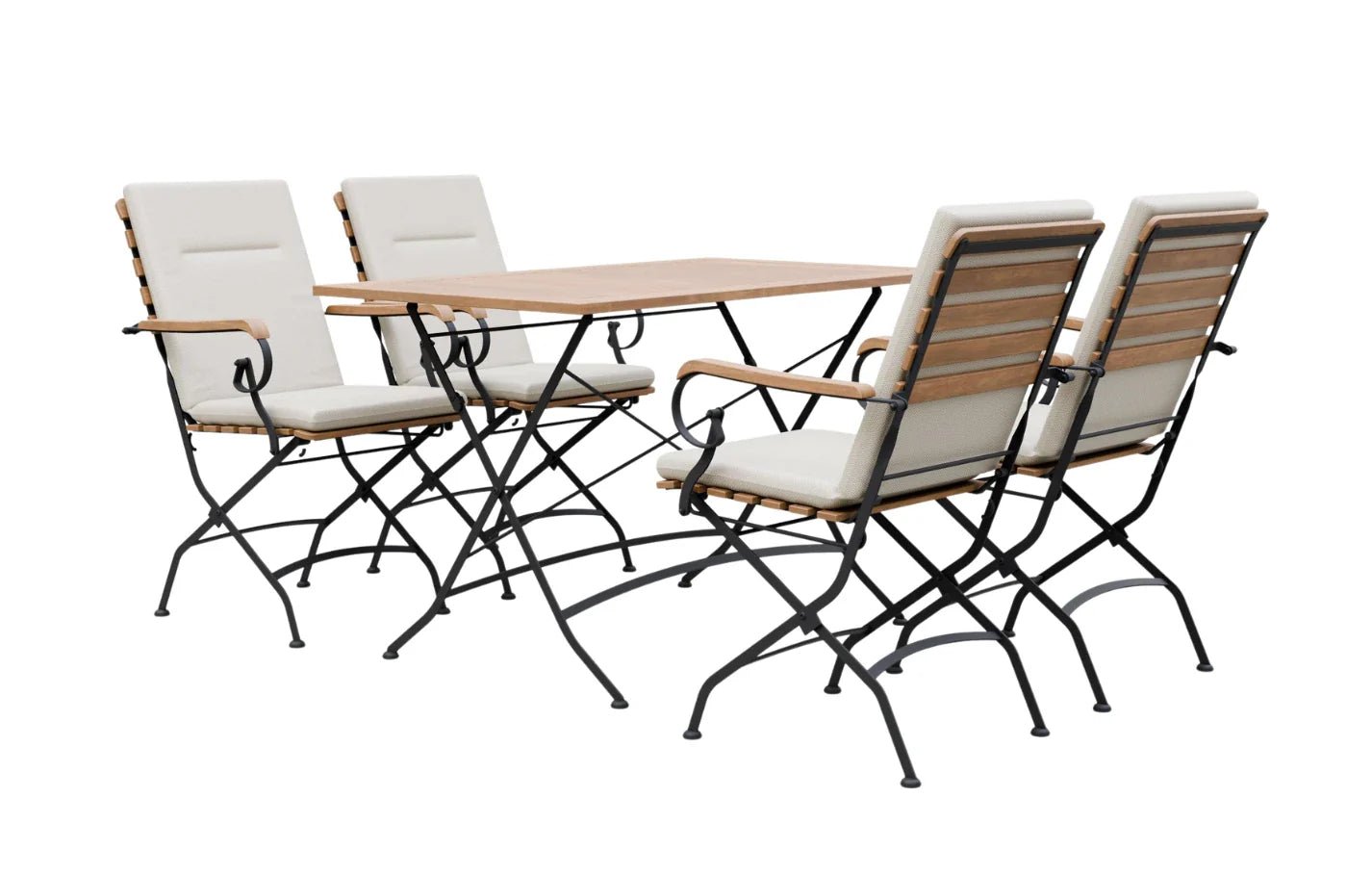 Sicily 4 Seater Teak and Wrought Iron Rectangular 120cm Garden Dining Set | Luxury Home Accessories | Heulog Glow