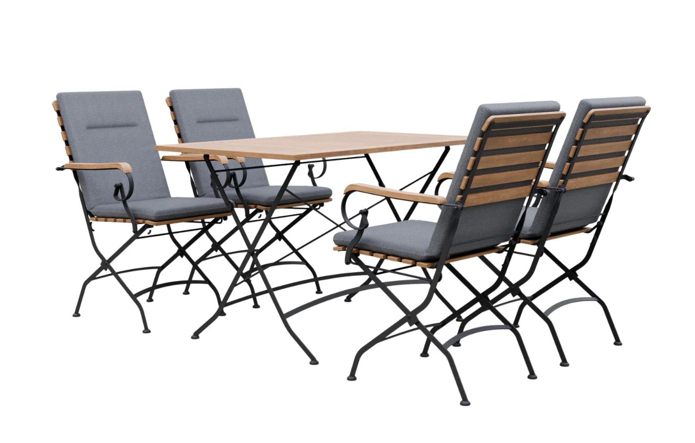 Sicily 4 Seater Teak and Wrought Iron Rectangular 120cm Garden Dining Set | Luxury Home Accessories | Heulog Glow