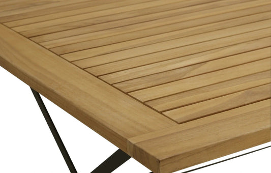 Sicily 4 Seater Teak and Wrought Iron Rectangular 120cm Garden Dining Set | Luxury Home Accessories | Heulog Glow