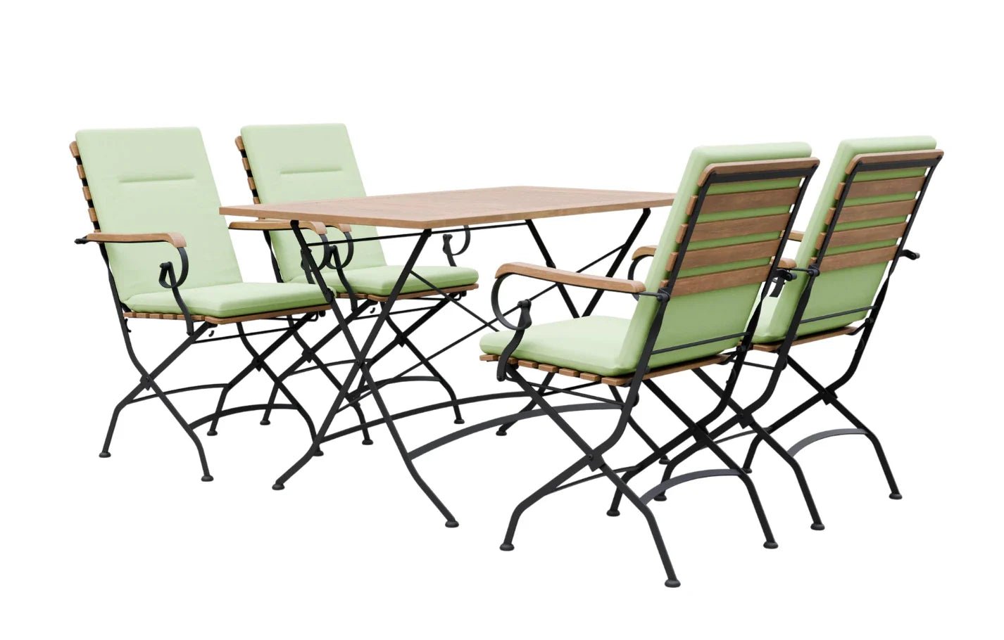 Sicily 4 Seater Teak and Wrought Iron Rectangular 120cm Garden Dining Set | Luxury Home Accessories | Heulog Glow
