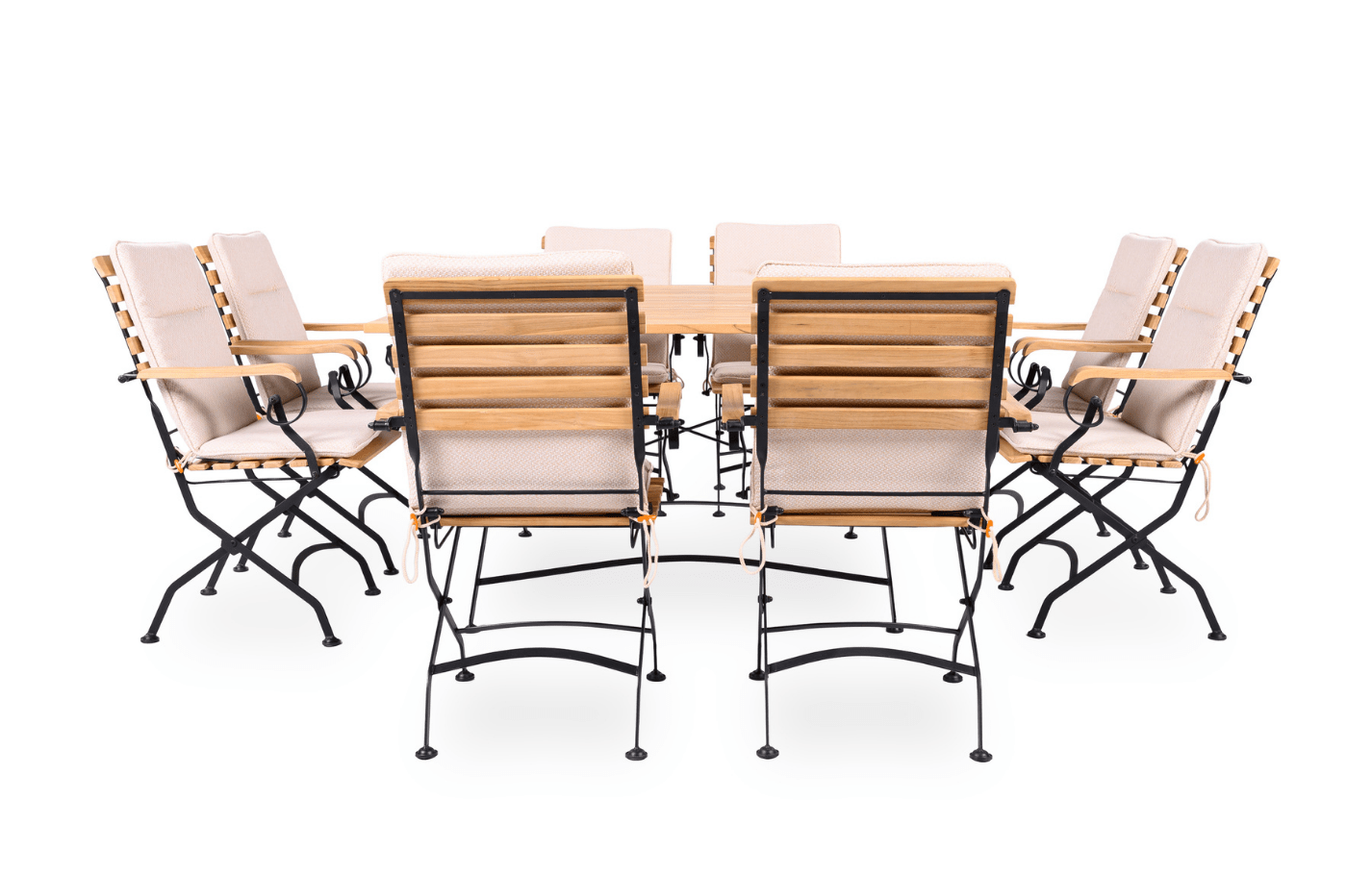 Sicily 8 Seater Teak and Wrought Iron Square 140cm Garden Dining Set | Luxury Home Accessories | Heulog Glow