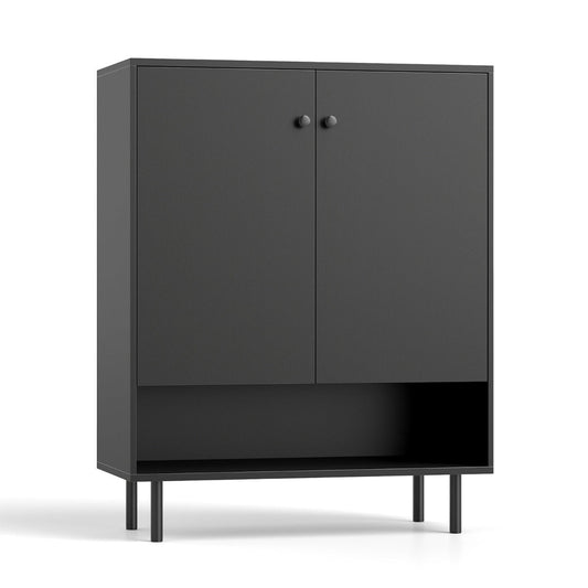 Sideboard Buffet Cabinet 2-Door Kitchen Storage Cabinet for Dining Room Living Room-Black