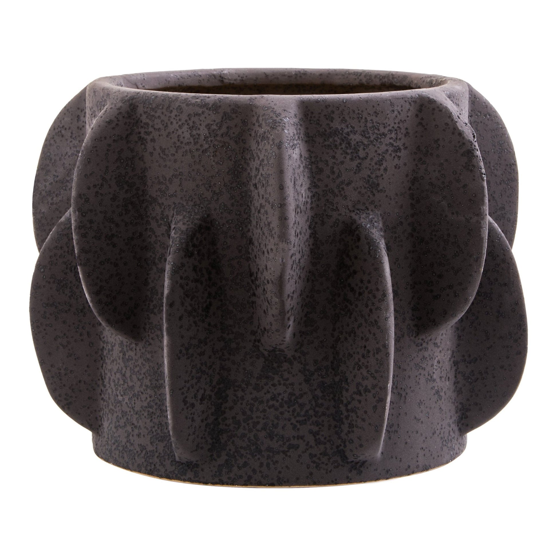 Sidra Small Black Textured Planter | Luxury Home Accessories | Heulog Glow
