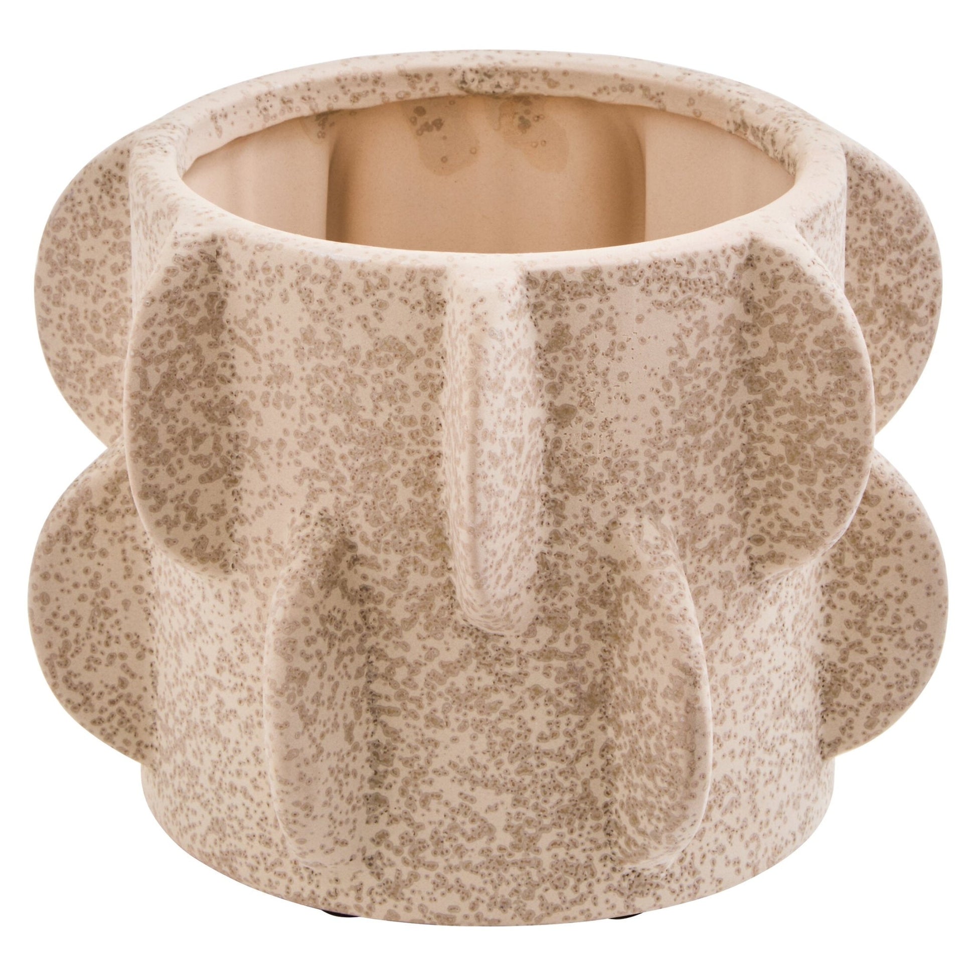 Sidra Small Cream Textured Planter | Luxury Home Accessories | Heulog Glow