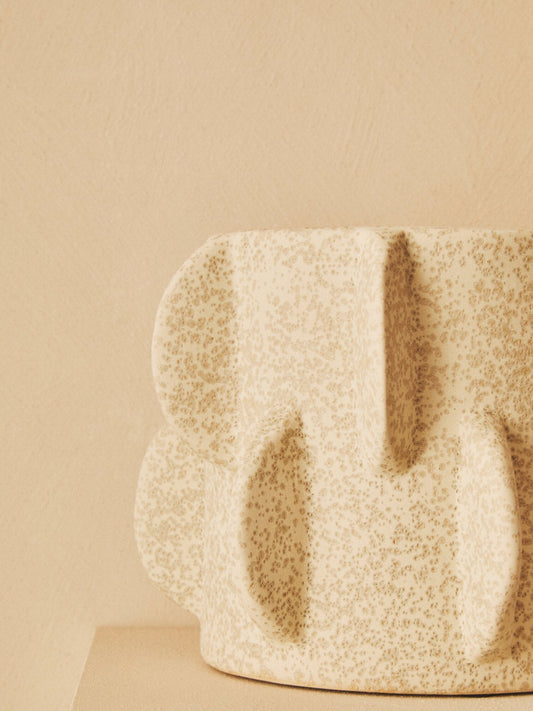 Sidra Small Cream Textured Planter | Luxury Home Accessories | Heulog Glow