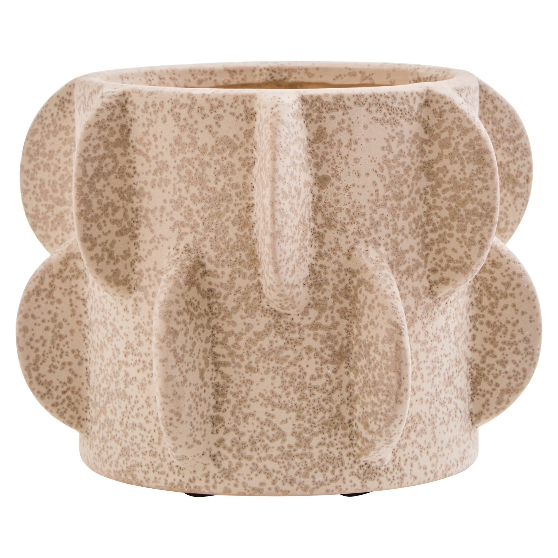 Sidra Small Cream Textured Planter | Luxury Home Accessories | Heulog Glow