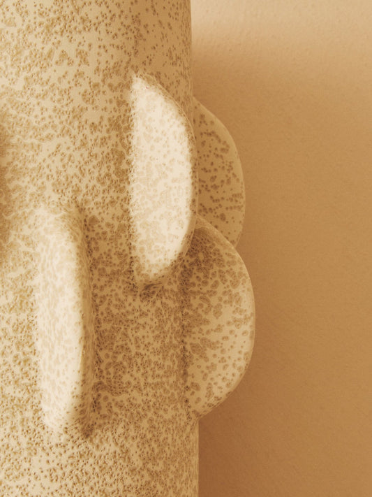 Sidra Small Cream Textured Vase | Luxury Home Accessories | Heulog Glow