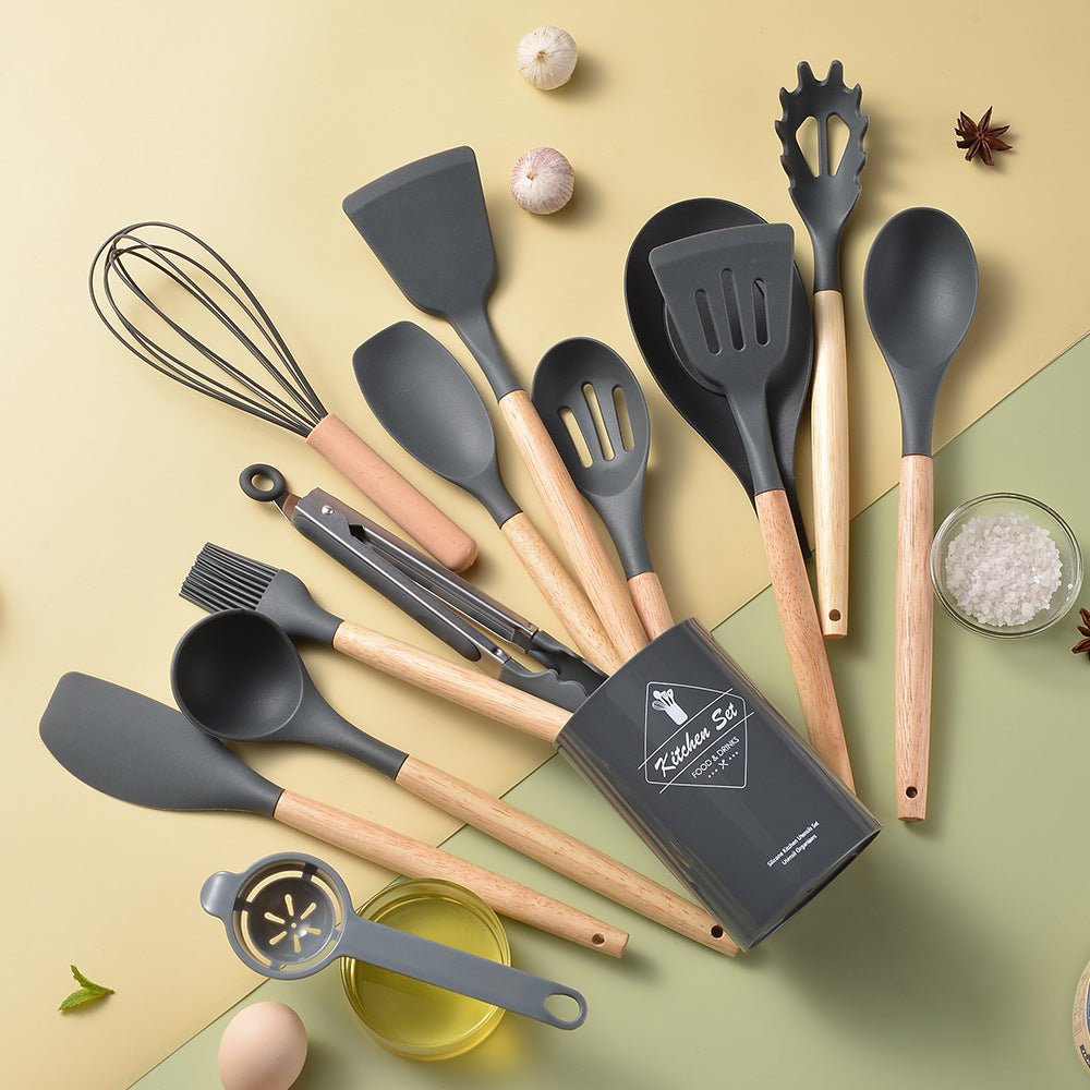 Silicone Kitchenware With Wooden Handle | Luxury Home Accessories | Heulog Glow