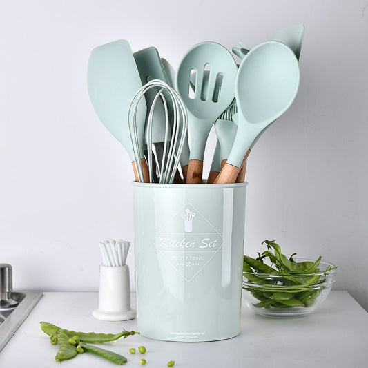 Silicone Kitchenware With Wooden Handle | Luxury Home Accessories | Heulog Glow