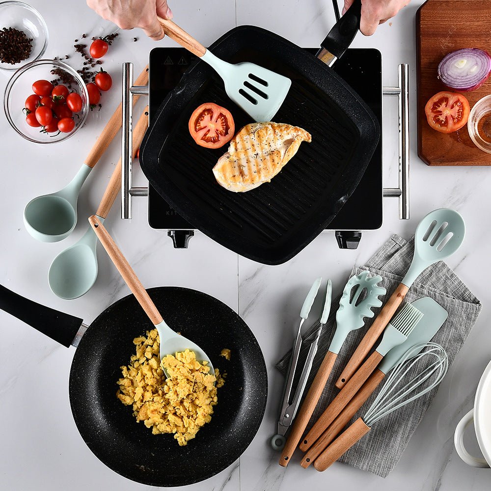 Silicone Kitchenware With Wooden Handle | Luxury Home Accessories | Heulog Glow