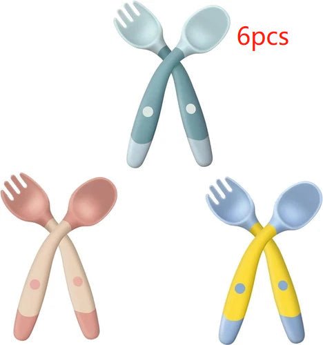Silicone Spoon for Baby Utensils Set Auxiliary Food Toddler Learn To Eat Training Bendable Soft Fork Infant Children Tableware | Luxury Home Accessories | Heulog Glow