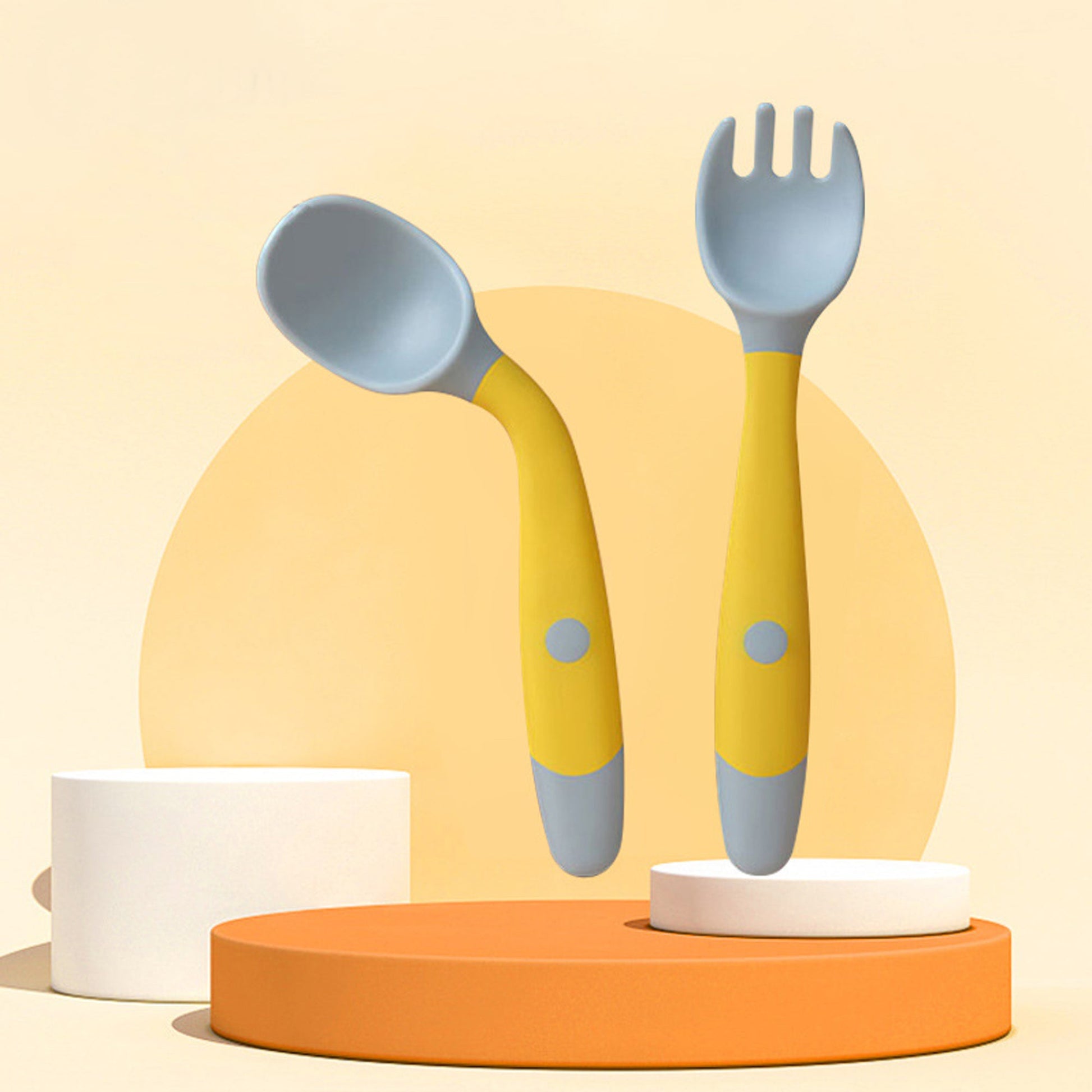 Silicone Spoon for Baby Utensils Set Auxiliary Food Toddler Learn To Eat Training Bendable Soft Fork Infant Children Tableware | Luxury Home Accessories | Heulog Glow
