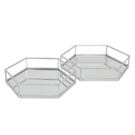 Silver Hexagon Set Of Two Trays | Luxury Home Accessories | Heulog Glow