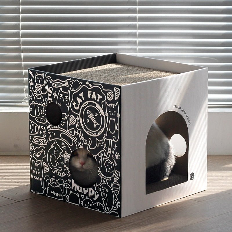 Simple Vertical Cat Villa Double-layer Corrugated Paper | Luxury Home Accessories | Heulog Glow