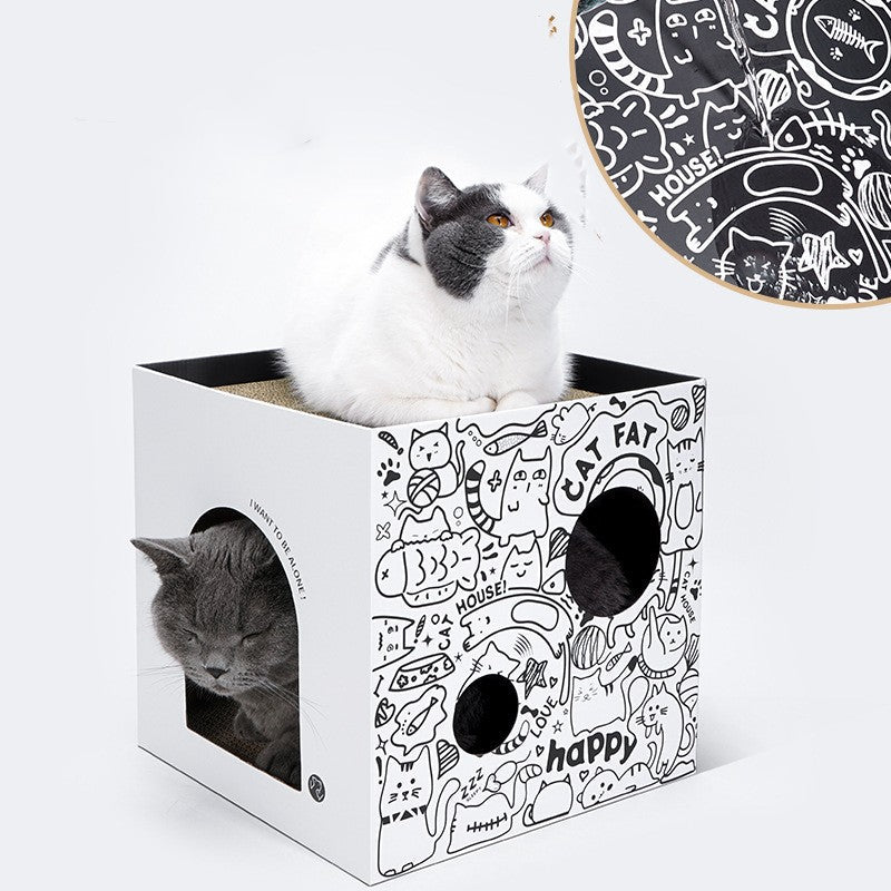 Simple Vertical Cat Villa Double-layer Corrugated Paper | Luxury Home Accessories | Heulog Glow