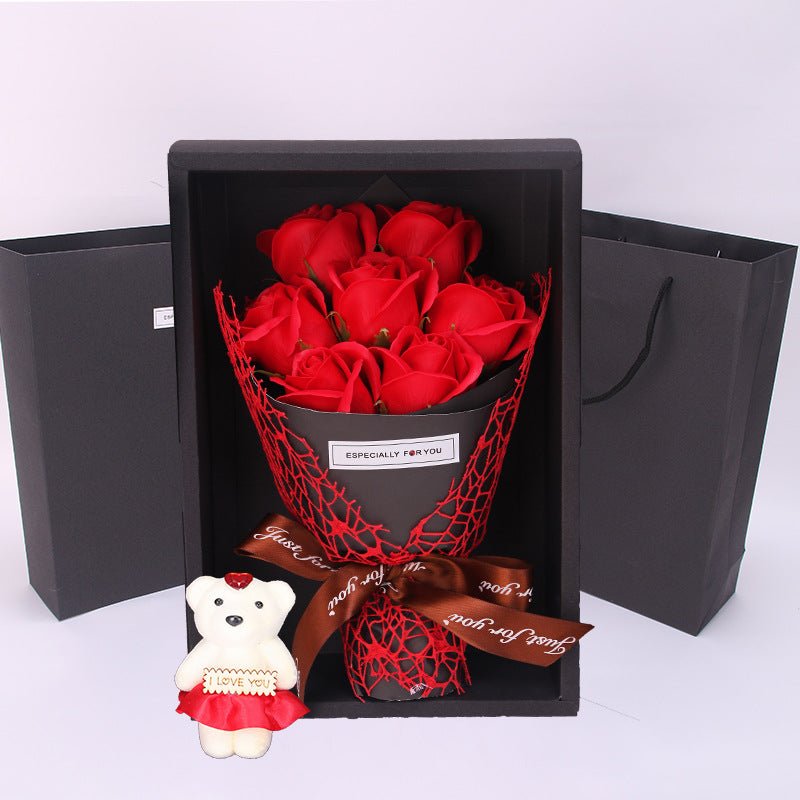 Simulation 7 Rose Soap Flower Gift Box Small Bouquet Valentine's Day Event Gift | Luxury Home Accessories | Heulog Glow
