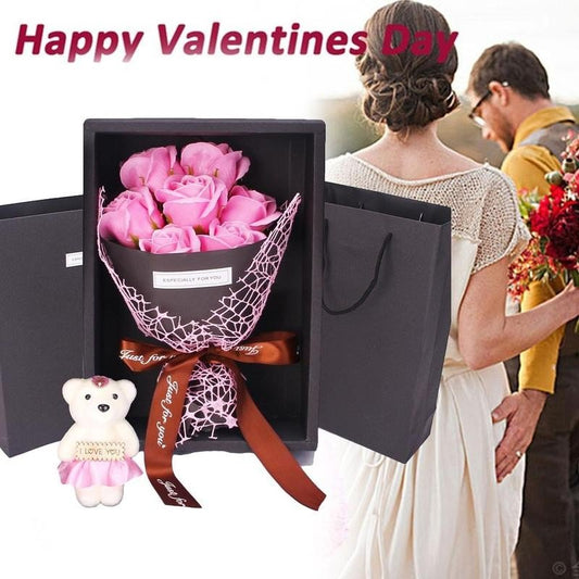 Simulation 7 Rose Soap Flower Gift Box Small Bouquet Valentine's Day Event Gift | Luxury Home Accessories | Heulog Glow