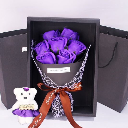 Simulation 7 Rose Soap Flower Gift Box Small Bouquet Valentine's Day Event Gift | Luxury Home Accessories | Heulog Glow