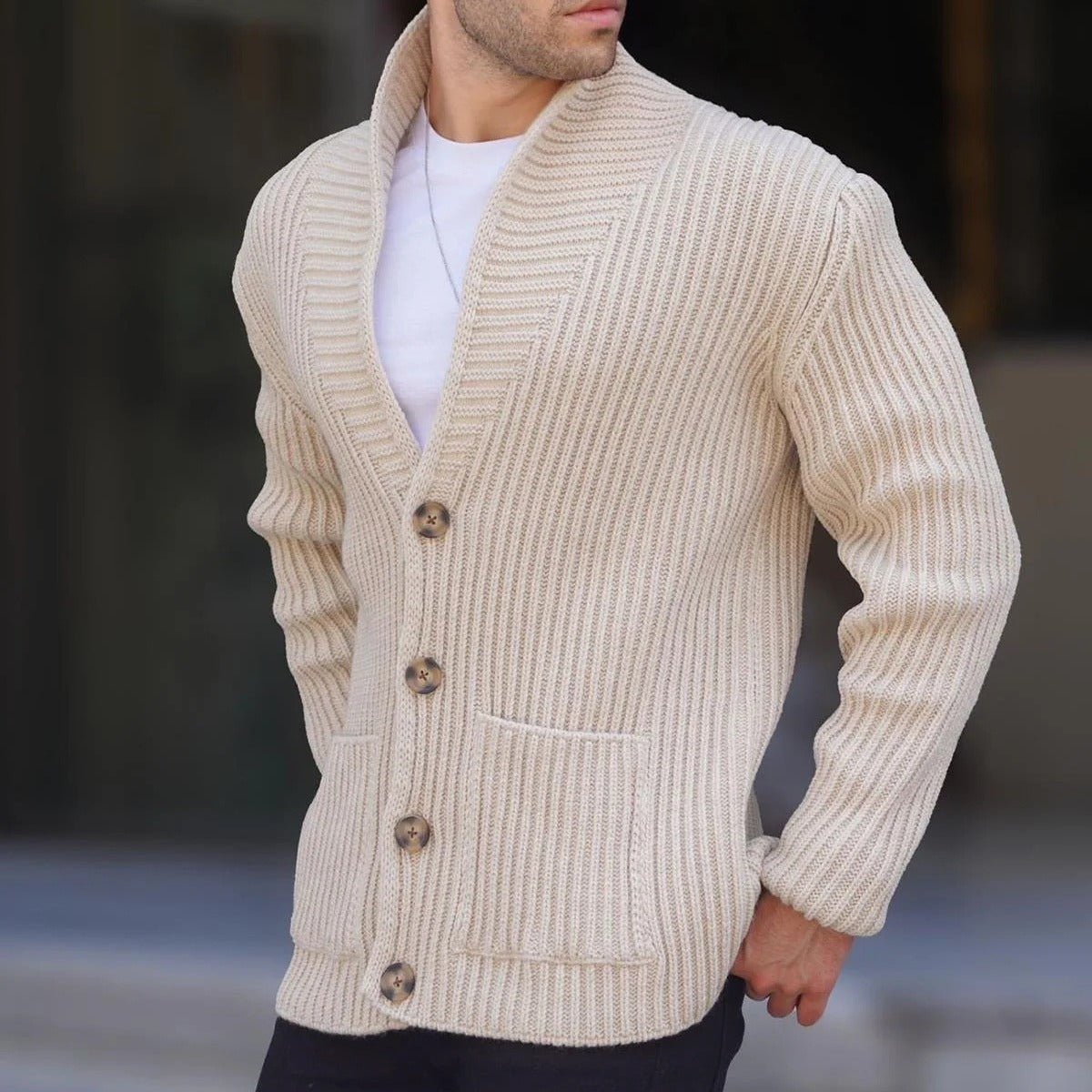 Single-breasted Long Sleeve Lapel Sweater Men's Clothing | Luxury Home Accessories | Heulog Glow