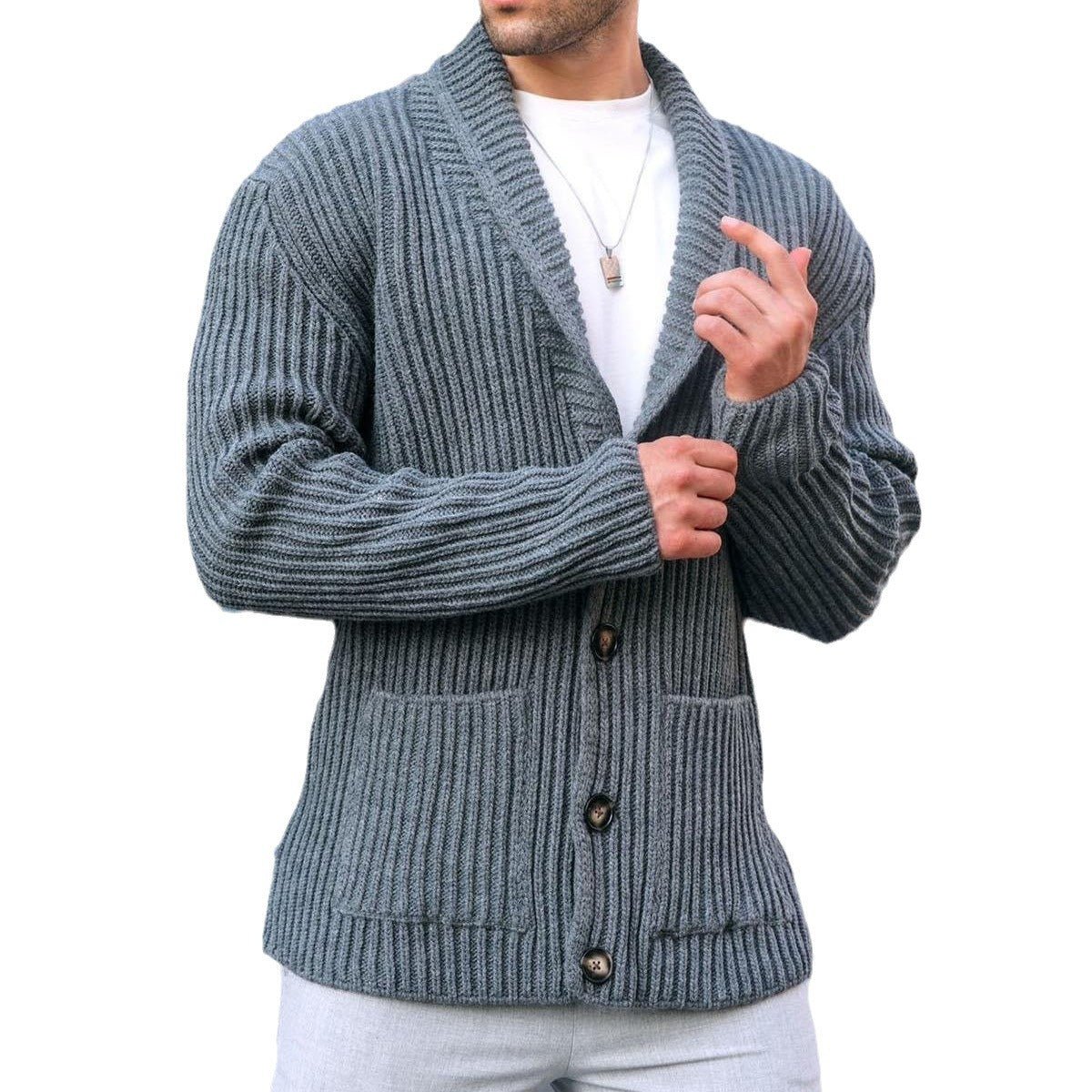 Single-breasted Long Sleeve Lapel Sweater Men's Clothing | Luxury Home Accessories | Heulog Glow