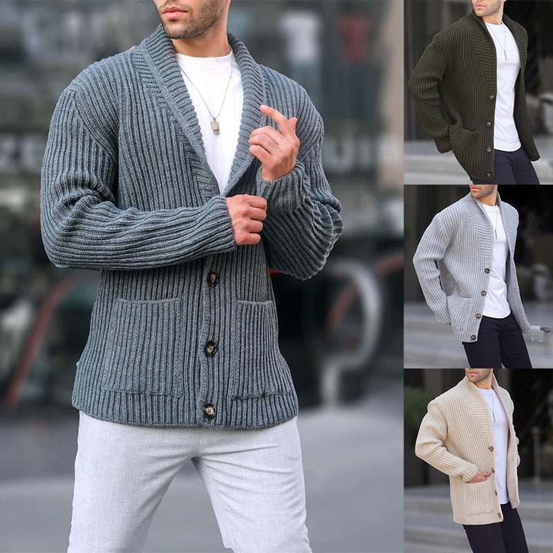 Single-breasted Long Sleeve Lapel Sweater Men's Clothing | Luxury Home Accessories | Heulog Glow