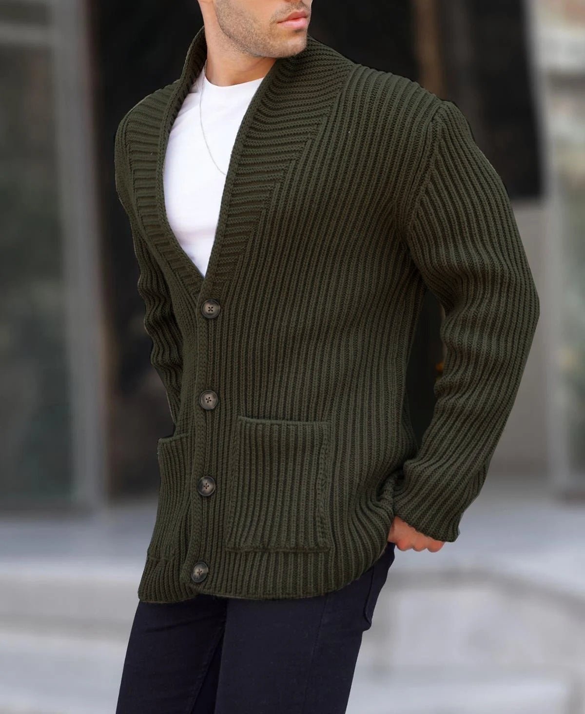Single-breasted Long Sleeve Lapel Sweater Men's Clothing | Luxury Home Accessories | Heulog Glow