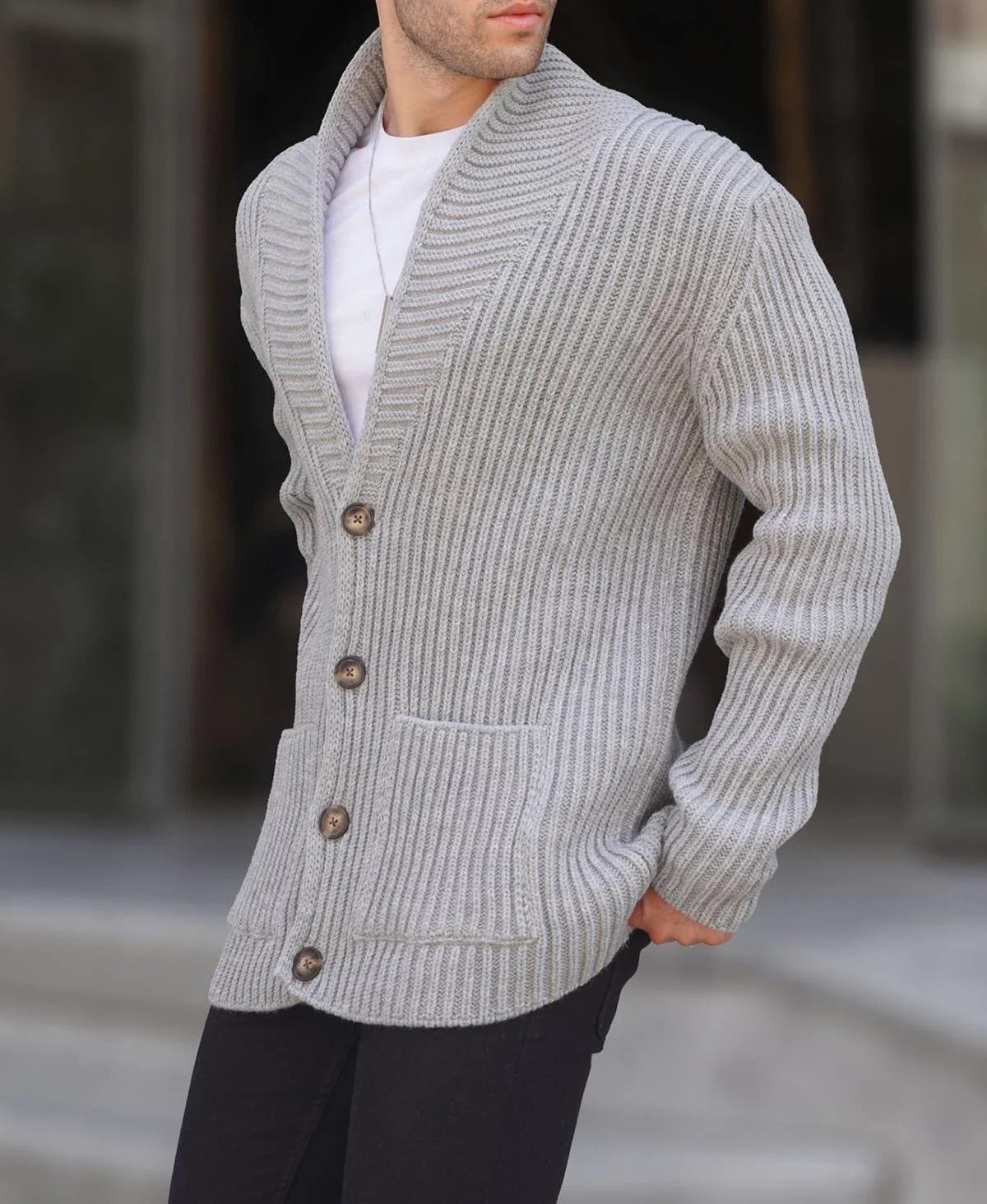 Single-breasted Long Sleeve Lapel Sweater Men's Clothing | Luxury Home Accessories | Heulog Glow