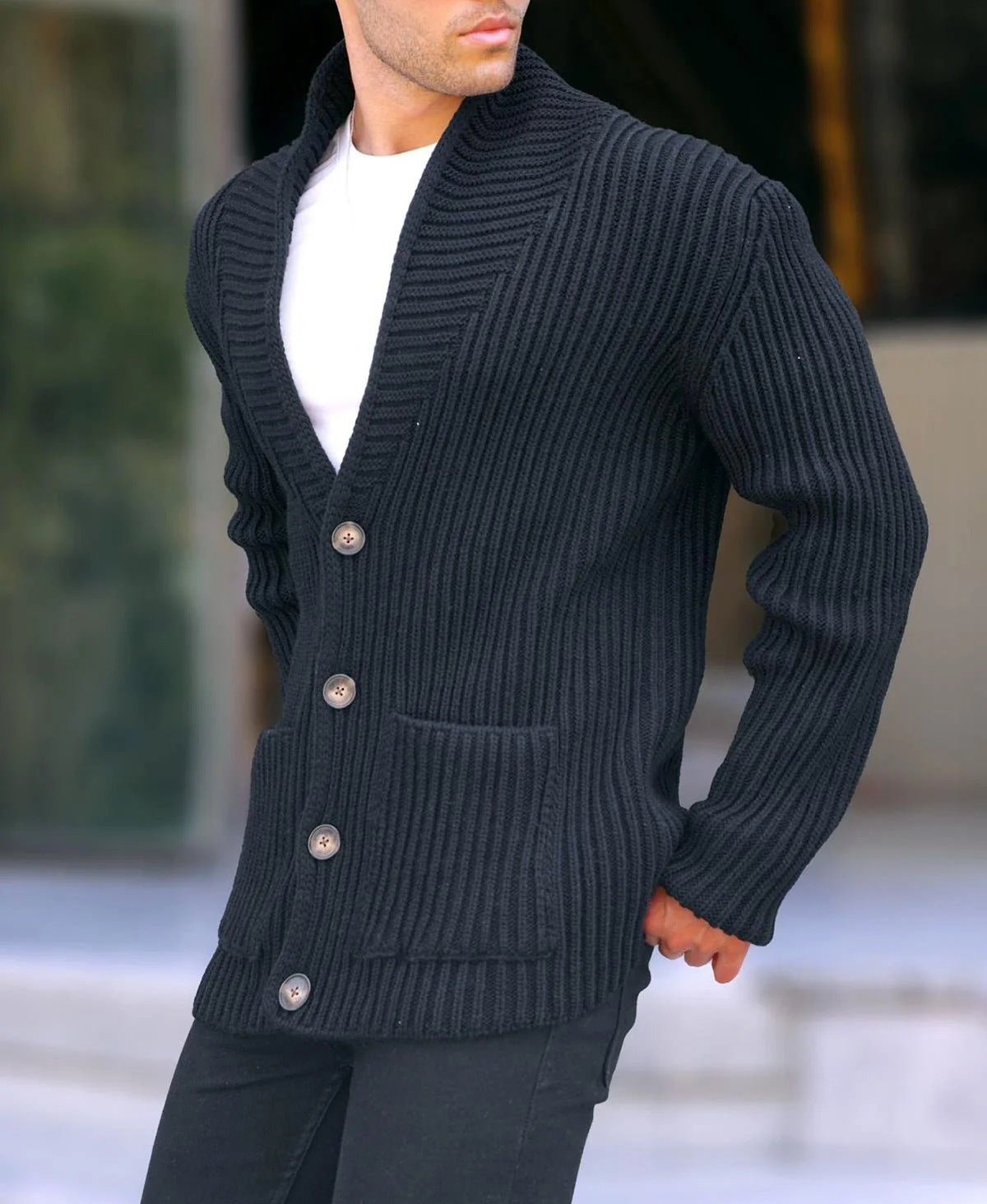 Single-breasted Long Sleeve Lapel Sweater Men's Clothing | Luxury Home Accessories | Heulog Glow