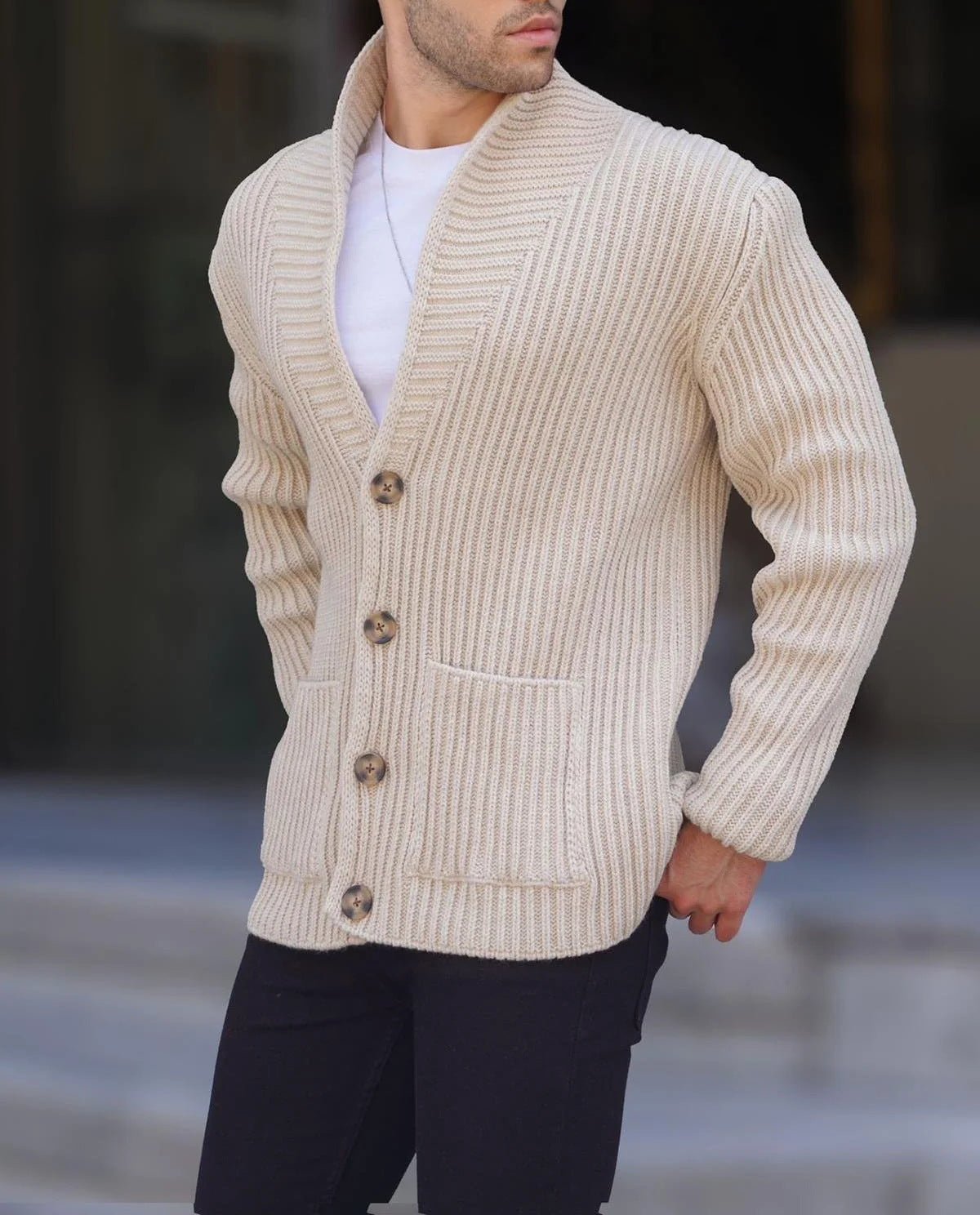 Single-breasted Long Sleeve Lapel Sweater Men's Clothing | Luxury Home Accessories | Heulog Glow