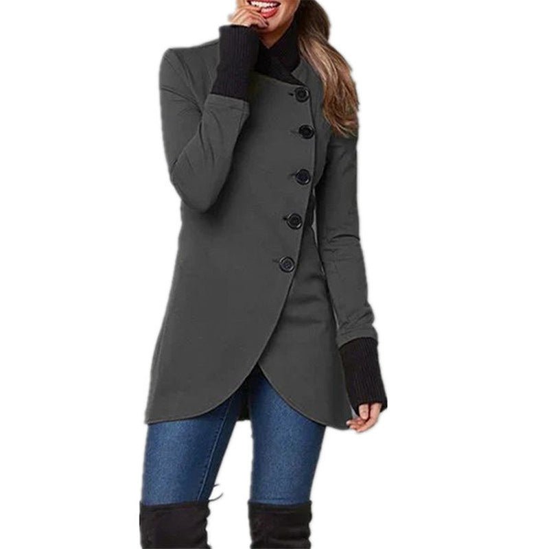 Single-breasted Panelled Hem Slit Long-sleeved Jacket | Luxury Home Accessories | Heulog Glow