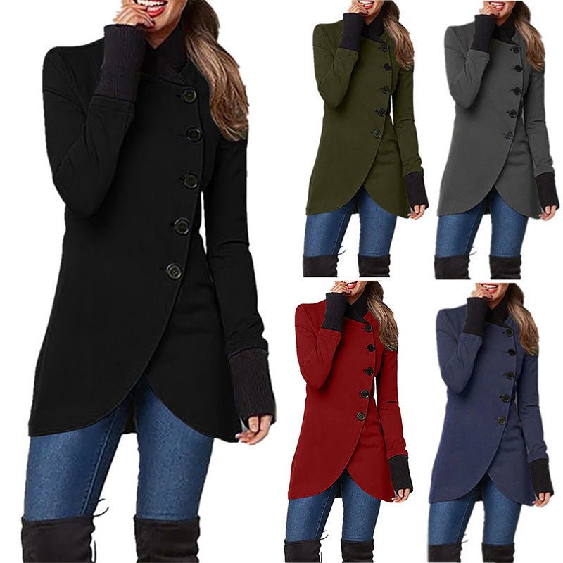 Single-breasted Panelled Hem Slit Long-sleeved Jacket | Luxury Home Accessories | Heulog Glow