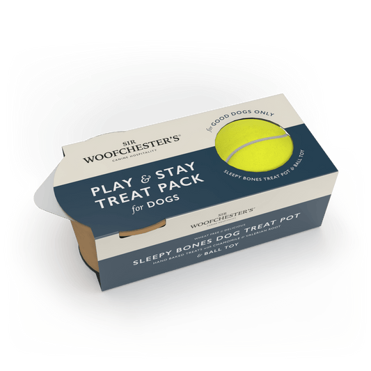 Sir Woofchester’s - Play & Stay Treat Pack for Dogs | Dog Welcome Pack - Single Pack | Luxury Home Accessories | Heulog Glow