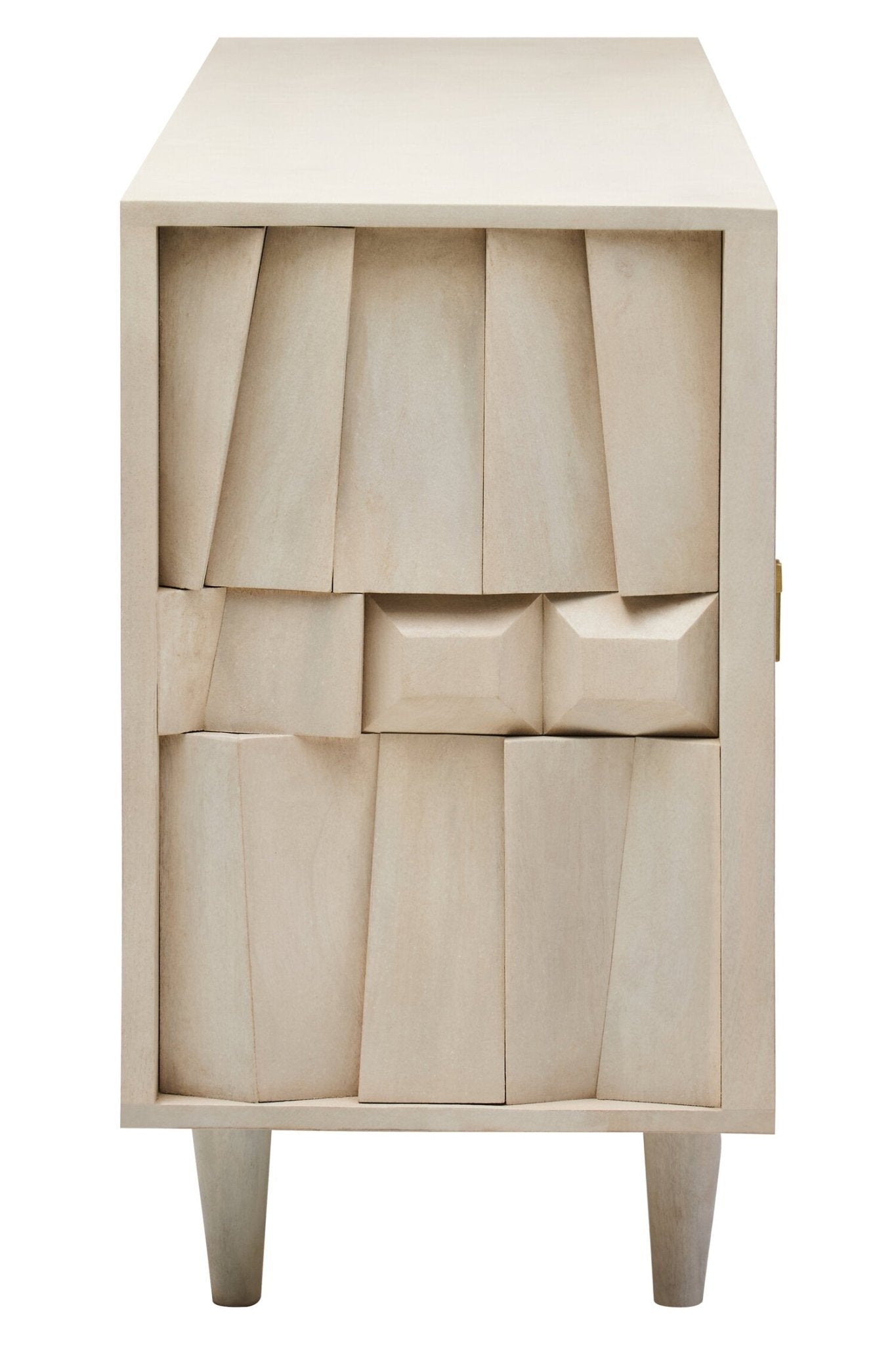 Sita Four Door Whitewash Mango Wood Abstract Sideboard | Luxury Home Accessories | Heulog Glow