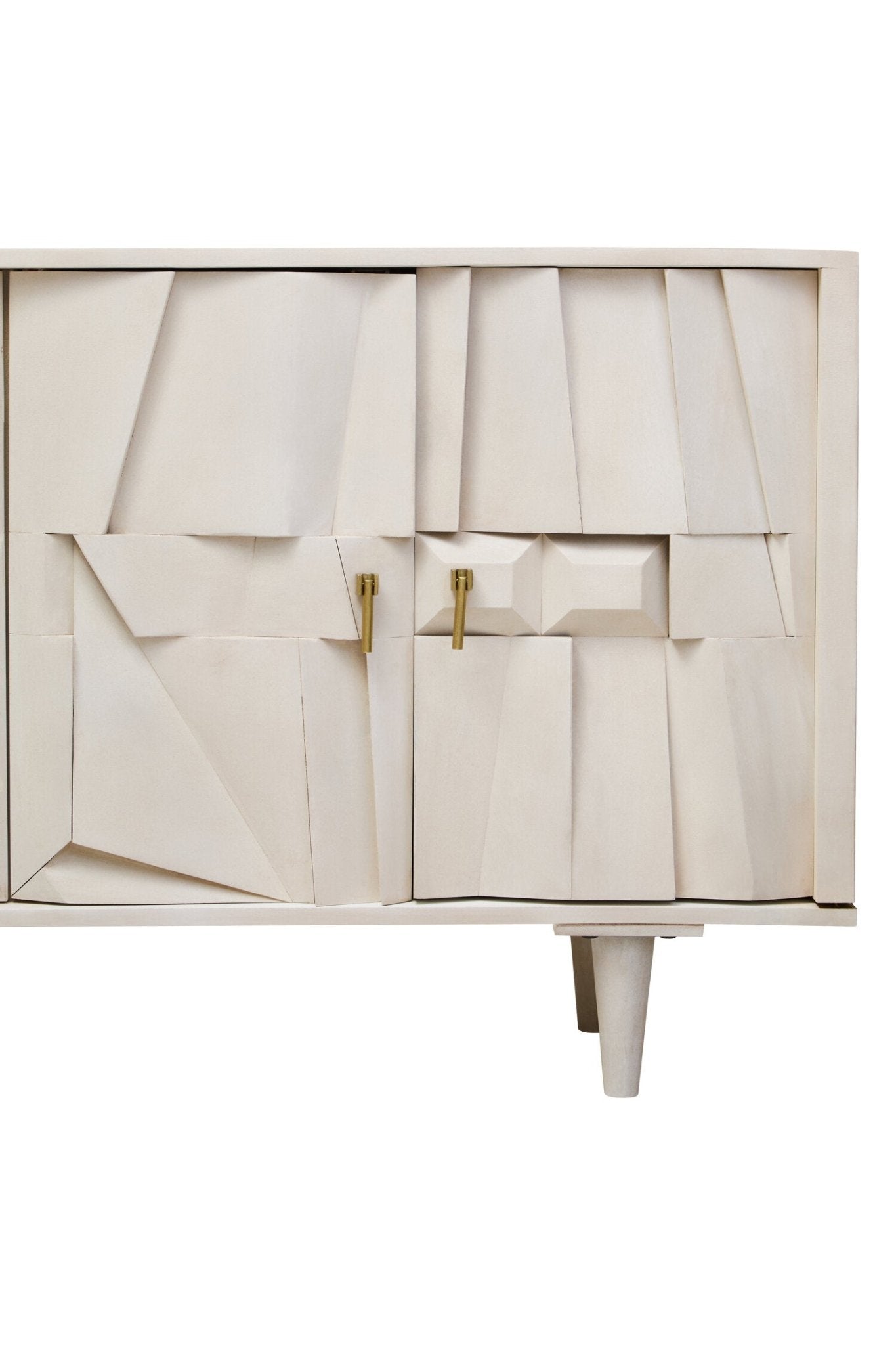 Sita Four Door Whitewash Mango Wood Abstract Sideboard | Luxury Home Accessories | Heulog Glow