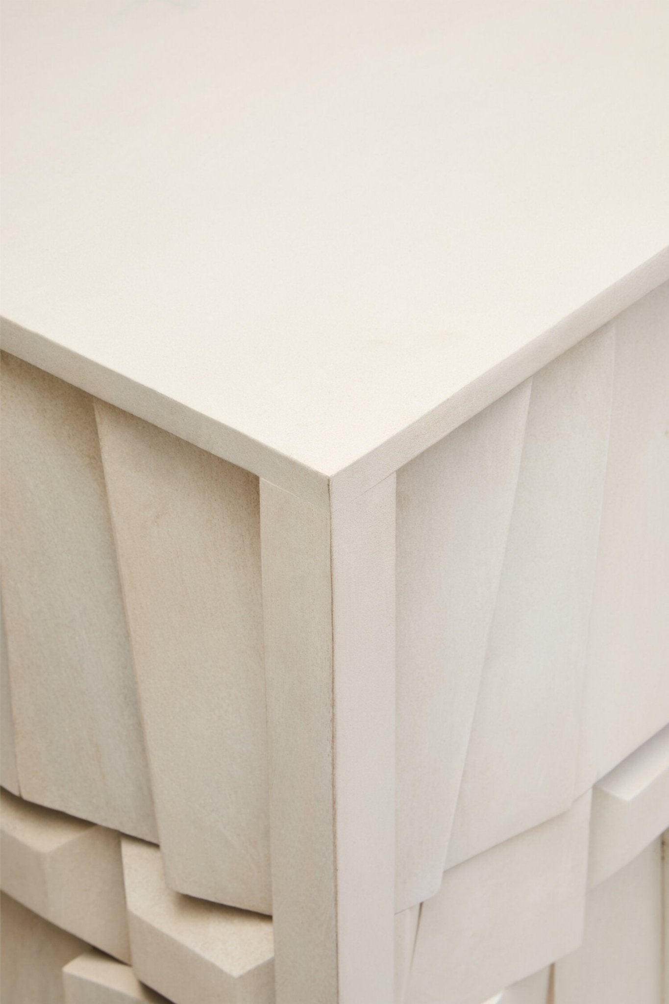 Sita Four Door Whitewash Mango Wood Abstract Sideboard | Luxury Home Accessories | Heulog Glow