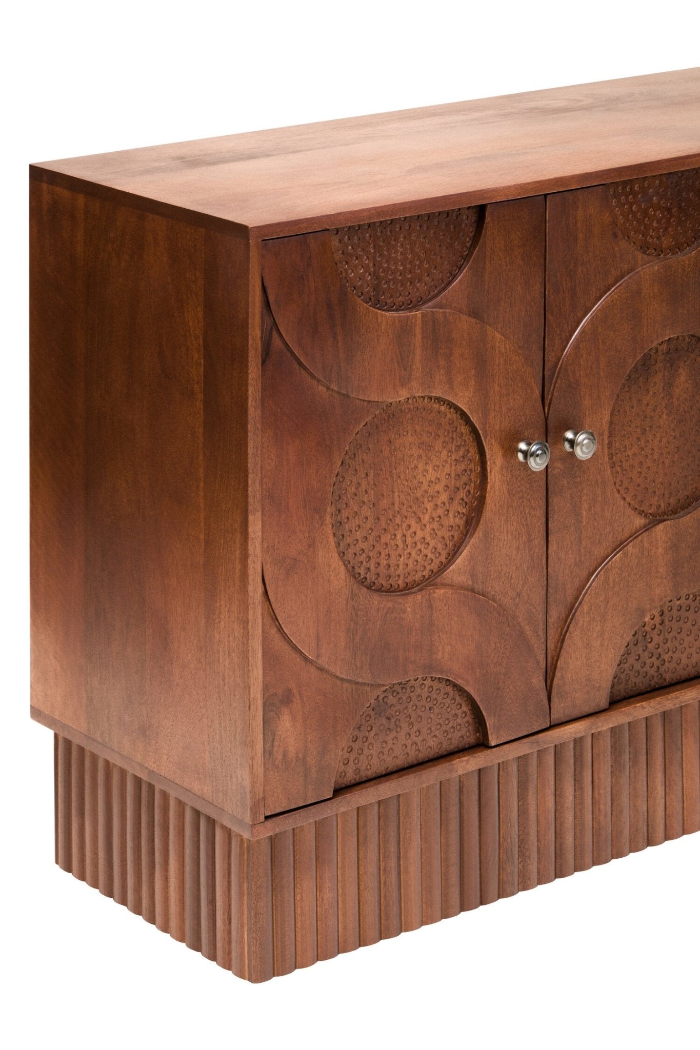 Siva Four Door Mango Wood Hammered Sideboard | Luxury Home Accessories | Heulog Glow
