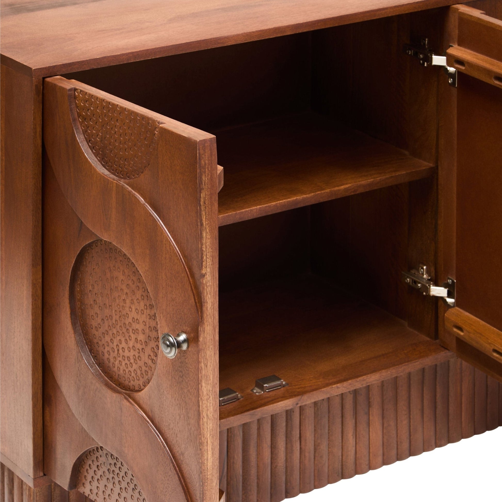 Siva Four Door Mango Wood Hammered Sideboard | Luxury Home Accessories | Heulog Glow