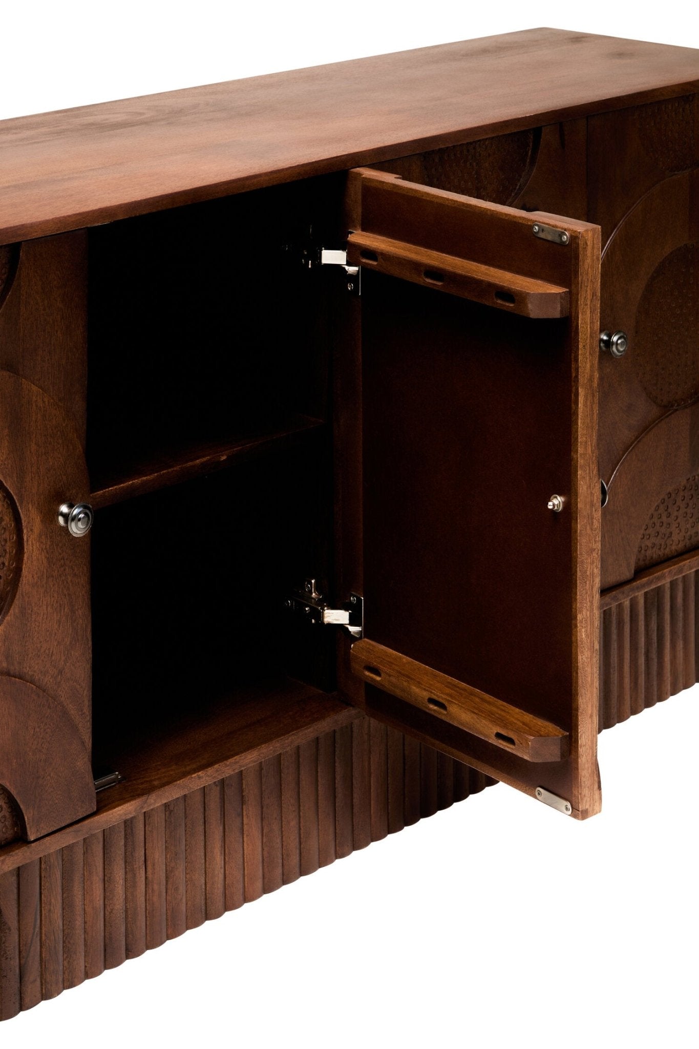 Siva Four Door Mango Wood Hammered Sideboard | Luxury Home Accessories | Heulog Glow