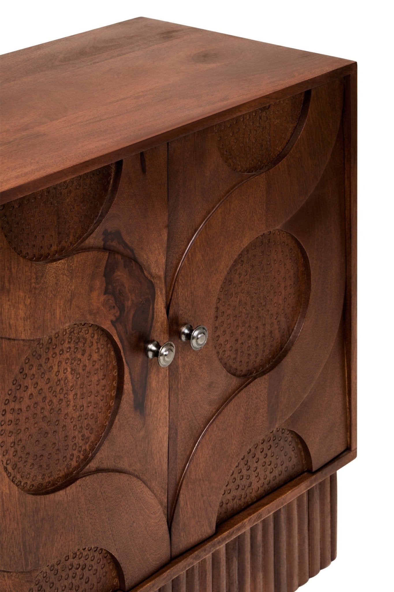 Siva Four Door Mango Wood Hammered Sideboard | Luxury Home Accessories | Heulog Glow