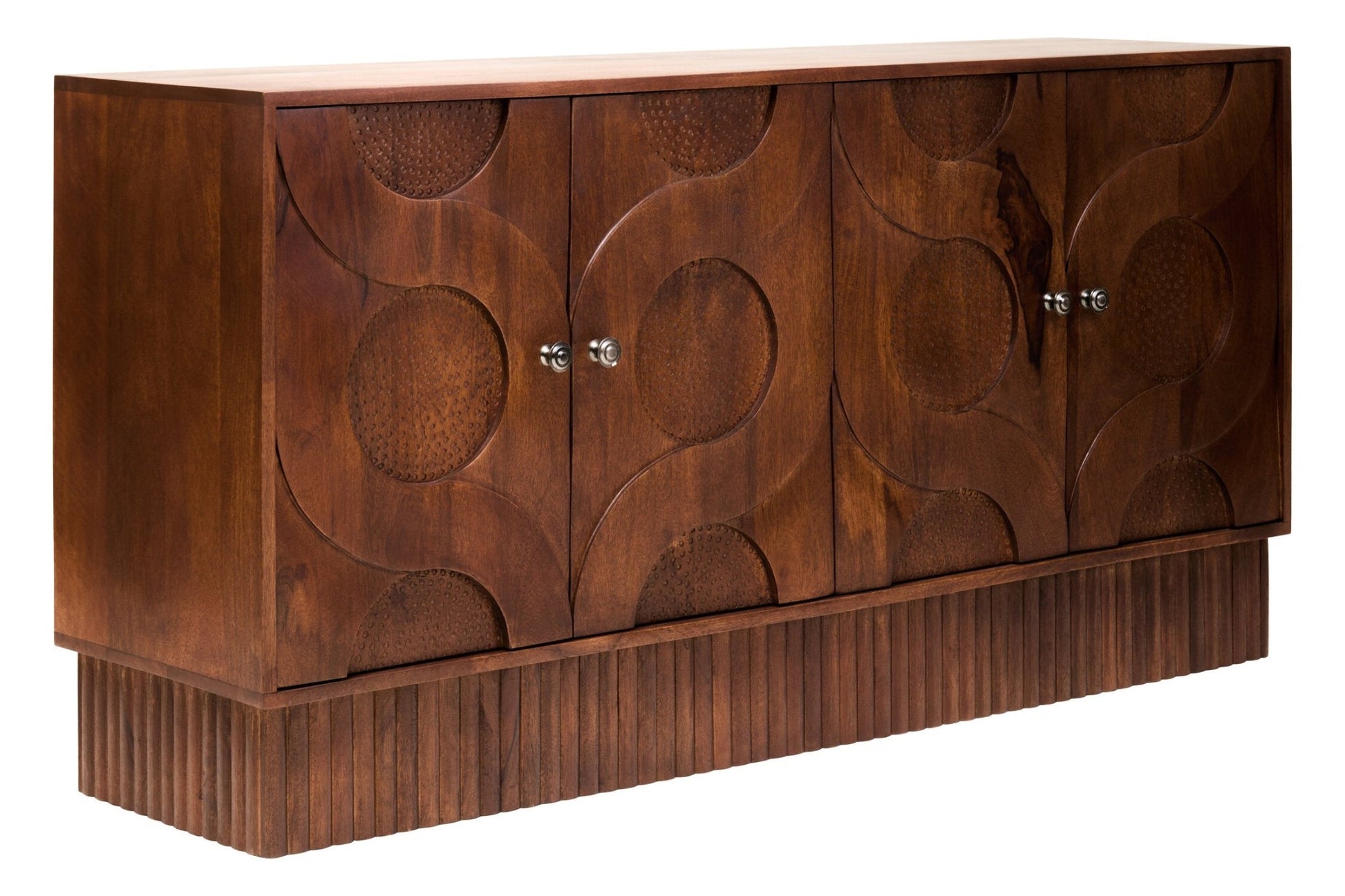 Siva Four Door Mango Wood Hammered Sideboard | Luxury Home Accessories | Heulog Glow