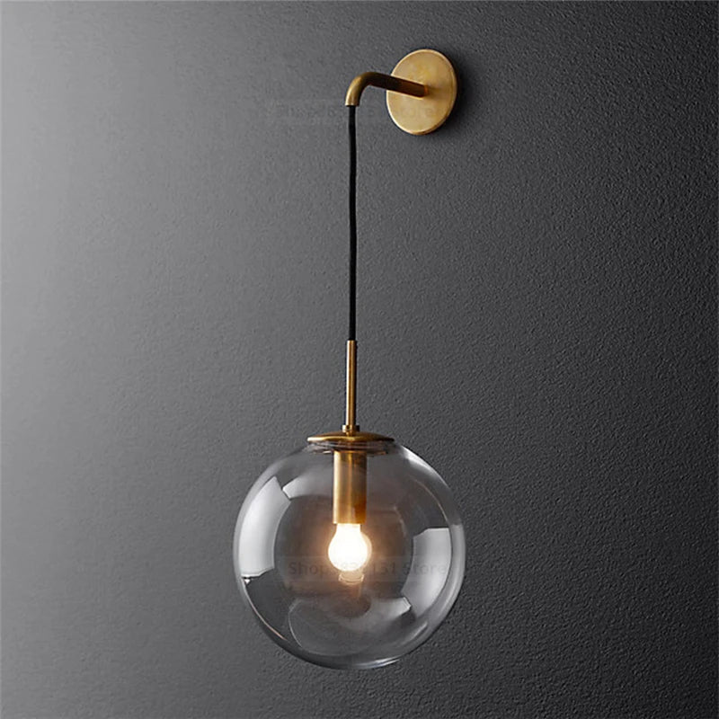 Sizzle Mid-Century Glass Globe Hanging Wall Light - Amber/Smoke/Clear | Luxury Home Accessories | Heulog Glow