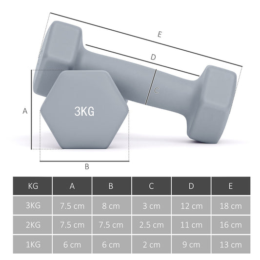 SPORTNOW Dumbbells Set with Storage Rack, 2 x 1kg, 2 x 2kg, 2 x 3kg, Green